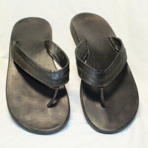 Chaco Size 13 Classic Black Leather Flip-Flop Toe Post Thong Sandals J104513